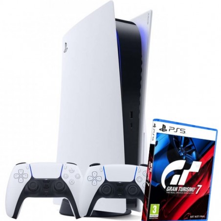 SKLADEM - Sony PlayStation 5 BluRay + Gran Turismo 7 CZ, 2x ovladač DualSense, herní konzole PS5, nový, zabalený, záruka